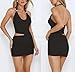 MiiVoo Women's Summer Sexy Cutout Halter Bodycon Mini Dresses Deep V-Neck Backless Ruched Party Club Short Dresses (US, Alpha, Medium, Regular, Regular, Black)