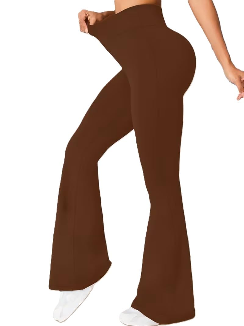 Women's High-Waist Flare Yoga Pants | Stretchy Black Tights for Running & Casual Wear | Perfect for Home or Outdoor Activities-image-49