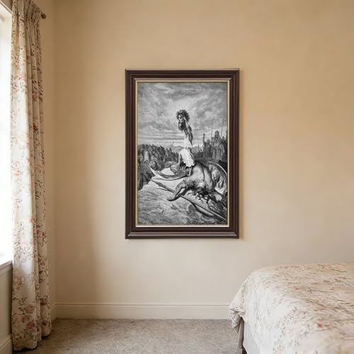 Poster David Slays Goliath Gustave Dore cadre a suspendre pour petit mur