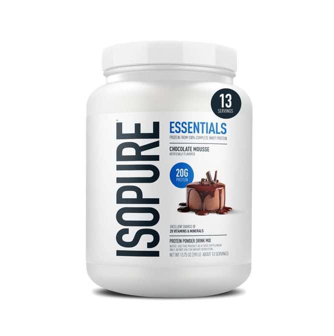 Isopure Essentials 100% Whey Protein Powder, Chocolate Mousse 13.75 OZ - image 4