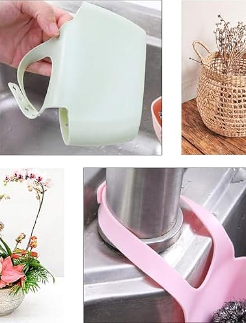 3Pcs Kitchen Sink Sponge Holder Silicone Plastic Soap Holder Hanging, Kitchen Sink Faucet Storage Basket, PVC Kitchen Sink Accessories, Green, Red, Blue