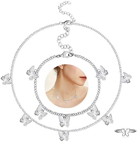 Thunaraz Dainty Butterfly Choker Necklace Earrings Jewelry Set for Women Teen Girls Butterfly Stud Earrings/Chain Choker Necklace/Minimalist Open Stacking Ring 1 Thunaraz Dainty Butterfly Choker Necklace Earrings Jewelry Set for Women Teen Girls Butterfly Stud Earrings/Chain Choker Necklace/Minimalist Open Stacking Ring