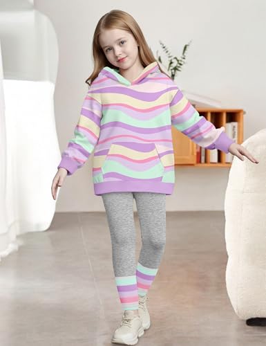 Toddler Girl Clothes Tie-Dye Stripe Color Block Toddler Girls Clothes Little Girls Kids 2pcs Outfits Hoodie Leggings