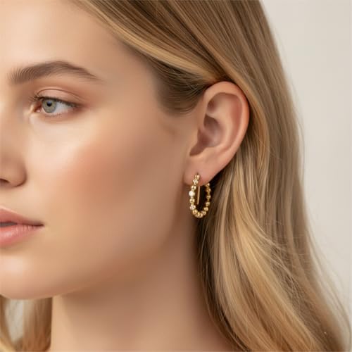 Gold Hoop Earrings for Women 14K Gold Earrings 14 Karat Hoops Earring Heart Hypoallergenic Minimalist Dainty Cute Hoops Earrings for Womens 25mm - Image 3