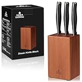ENOKING 5.5" Steak Knife Block without Knives,Acacia Wood Knife Holder with 6 Slot, Small Knife Storage for Home/Kitchen