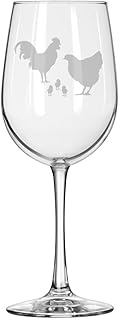 MIP Wine Glass for Red or White Wine Gift Chicken Family (16 oz Tall Stemmed)