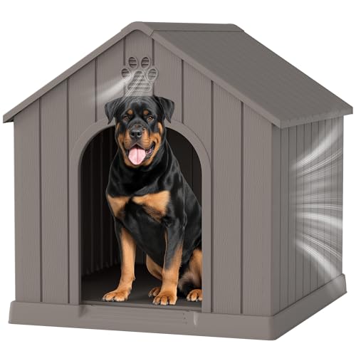 Bifanuo Large Dog House for Outdoor & Indoor, Waterproof Puppy Shelter with Air Vents & Elevated Floor, Easy Assemble Sturdy Dog Kennel for Large Dogs(Grey,36.2''L×38''W×38''H) by Bifanuo - Used condition - Image 2