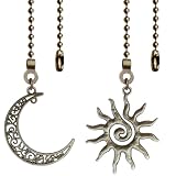 2 Pack Ceiling Fan Pull Chain, Sun and Moon Pull-chain Extension, 12 Inches Celestial Decor Beads Ball Chain...