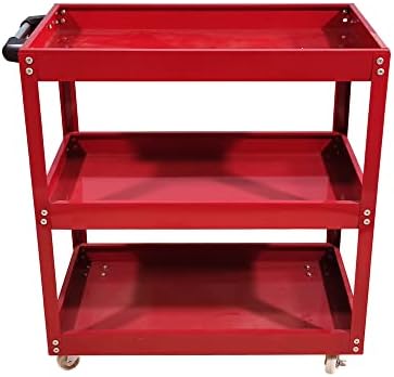 HYGRAD® Durable Tool Storage Heavy Duty Garage Trolley Workshop 3 Tier Wheel Cart Shelf (Red)