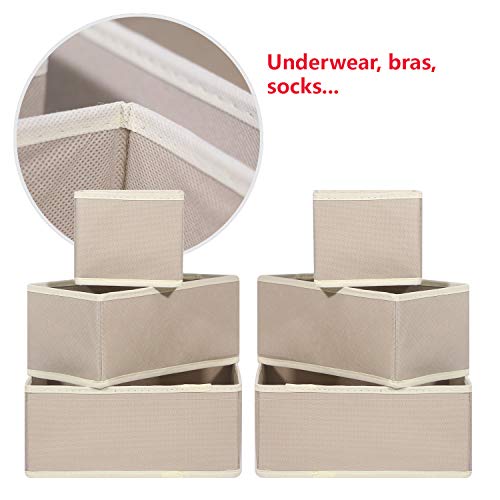Diommell 6 Pack Foldable Cloth Storage Box Closet Dresser Drawer Organizer Fabric Baskets Bins Containers Divider With Drawers For Clothes, Underwear, Bras, Socks, Lingerie, Clothing #TOP3