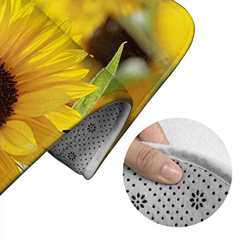 UBINYSS Badematte + Konturmatte + Toilettendeckelbezug, schöne Sonnenblumen 3 Stück Badematte Set, mit rutschfester Klebeunterseite – Bild 6