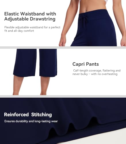 Image of WiWi Bamboo Viscose womens capri pants Wide Leg Pajama Super Soft Lounge knit Sleep shorts Cooling Pj Bottoms S-XXL