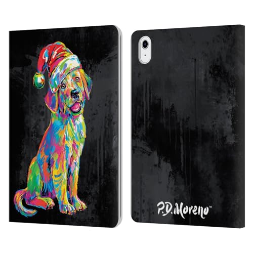 Head Case Designs Licenciado Oficialmente P.D. Moreno Labrador Colores Pop De Animales Navideños Carcasa de Cuero Tipo Libro Compatible con Apple iPad Air 2020/2022
