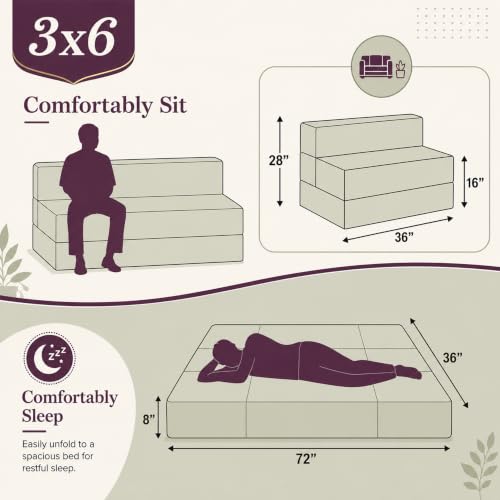 Urban Decor 3x6-Feet 1 Seater Sofa Cum Bed, Grey - Image 3