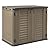 HOMSPARK Storage Shed Weather Resistance, Multi-Purpose Outdoor Storage Cabinet for Backyards and Patios, Horizontal Storage Shed for Lawnmower, Patio Accessories (Coffee, Large - 26 cu.ft)