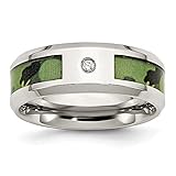 Men's Stainless Steel Camouflage Diamond Bridal Engagement Wedding Band Ring Fine Jewelry For Men Gifts For Him, Size 10