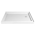 DreamLine SlimLine 36 in. D x 54 in. W x 2 3/4 in. H Right Drain Double Threshold Shower Base in White, DLT-1036542