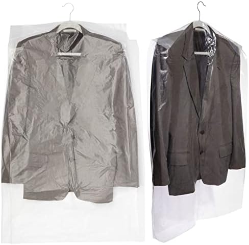 50 Pack Clear Plastic Garment Bags for Hanging Clothes, Dry Cleaner Bag Clothing Protector Covers (21 x 40 In), Normal