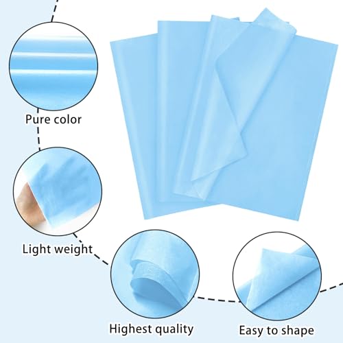 Image of 120 Sheets 20 inchX14 inch Baby Blue Tissue Paper for Gift Bags Wrapping, Art Tissue Paper Bulk for Weddings Birthday Party Crafts Decoration