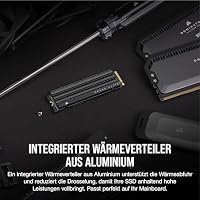 Corsair MP600 Elite 2TB M.2 PCIe Gen4 x4 NVMe SSD Mit Integriertem Kühlkörper - M.2 2280 - Bis zu 7.000MB/sec Sequential Read - High-Density 3D TLC NAND - Schwarz – Ansicht 6