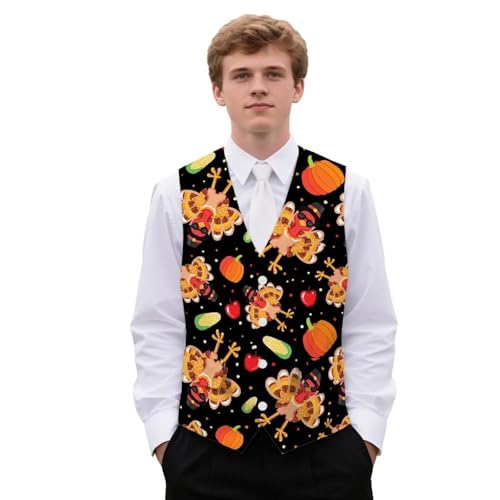 Mens Suit Vest Slim-Fit Men's Waistcoat for Thanksgiving Party Banquet Wrinkle-Free Men Suit Vest with Strap