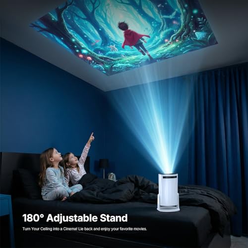 Image of Projector with Screen Mirroring & HDMI Input, Native 720P HD, 150 ANSI Brightness, Auto Keystone, Bluetooth Audio, Manual Focus, Portable Projector for Home Theater