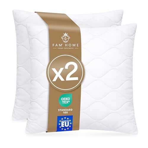 Kopfkissen 80x80 2er set – weich & atmungsaktiv – schlafkissen allergiker geeignet – kissen 80 x 80 waschbar bei 95 °C – OEKO-TEX® zertifiziert – Mikrofaser Hülle – Faserbällchen Füllung – Made in EU