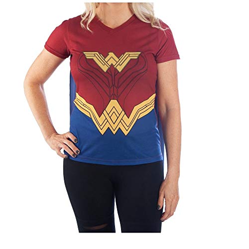 DC Superhero Wonder Woman Cape Tee Cosplay Junior Womens T-Shirt X-Large