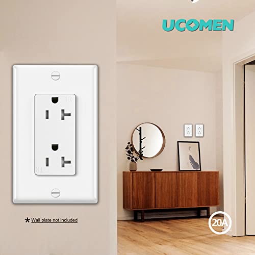 Decorator Receptacle, Tamper-Resistant Duplex Outlet, Standard Electrical Wall Outlet, 20Amp, 125 Volt, Self-Grounding, Ul Listed (White, 6 Pack) #TOP3