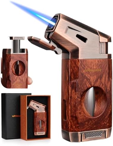 Torch Lighter with Jet Flame, Built-in V Cutter, Refillable Butan...