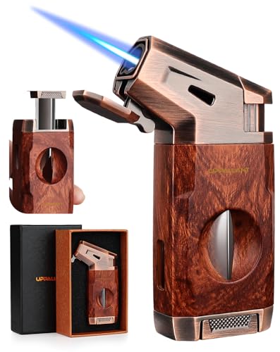 Torch Lighter with Jet Flame, Built-in V Cutter, Refillable Butane ...