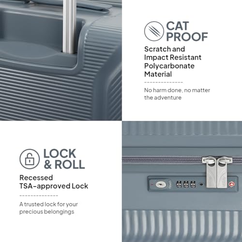 Image of American Tourister Robotech | Large Size Check-in Trolley Bag (77 cm) | 360 8 Wheel Travel Luggage | Hard Case Polycarbonate (PC) Suitcase | Recessed TSA Lock | Cadet Blue