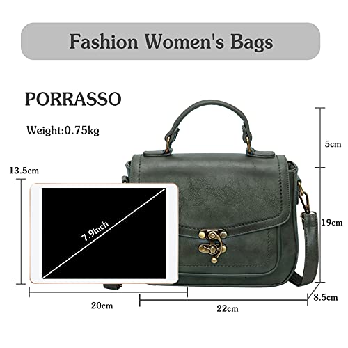 PORRASSO Crossbody Bag Women Shoulder Bag Vintage Saddle Handbags Satchel3