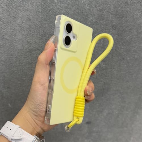 Coque antichoc iPhone 13 Pro Max Jaune compatible induction avec lanière amovible