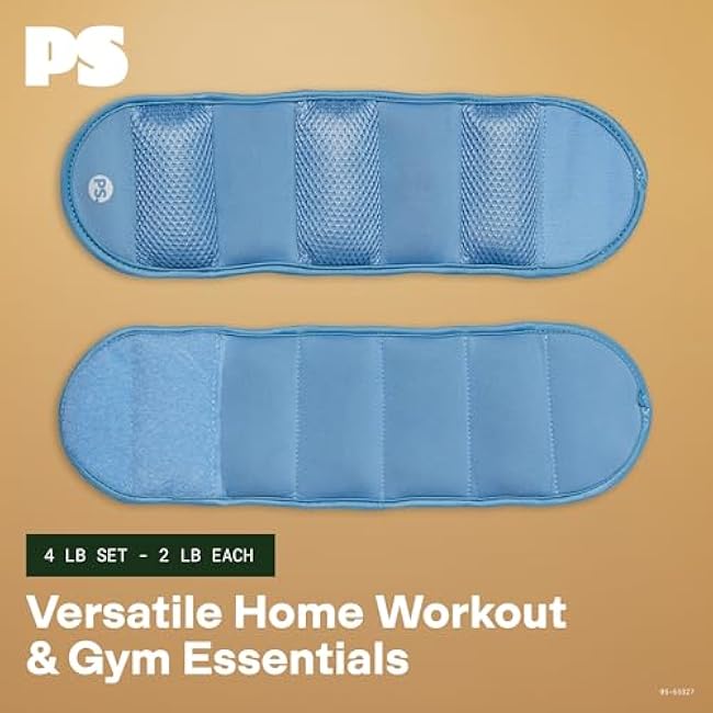POPSUGAR Soft Wrist and Ankle Weights, 2 x 2 lb (Periwinkle) Wearable Weights, Strengthens, Tones & Sculpts, Adjustable Ankle Weights for Work from Home Fitness, Gym Accessories for Women & Men