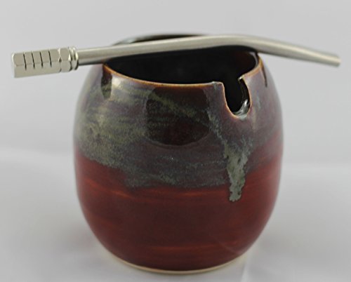 Ceramic Mate Gourd with Side Hole for Mate Straw aka Yerba Mate Cup Red Mixed Swirl with Optional Bombilla (Metal Yerba Mate Straw) Ceramic Mate Gourd with Side Hole for Mate Straw aka Yerba Mate Cup Red Mixed Swirl with Optional Bombilla (Metal Yerba Mate Straw)