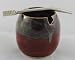 Ceramic Mate Gourd with Side Hole for Mate Straw aka Yerba Mate Cup Red Mixed Swirl with 5.5" Bombilla (Metal Yerba Mate Straw)