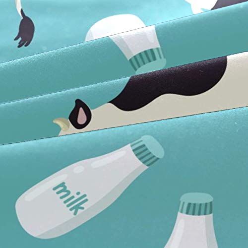 Heoeh Cheerful White Black Spotted Cow And A Bottle Of Milk Pattern Duvet Cover Set Queen Size Kids Bedding Sets Comforter Cover With Soft Lightweight Microfiber 1 Duvet Cover And 2 Pillowcase #TOP2
