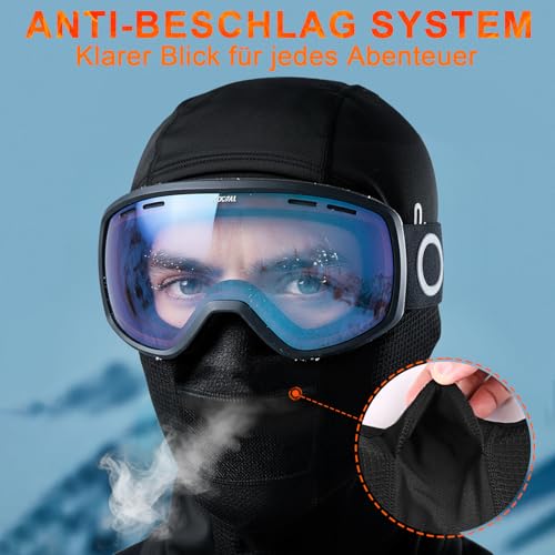 KINGBIKE Máscara de esquí pasamontañas para clima frío, ultra cálida, vellón, resistente al viento, para invierno, esquí, snowboard, motociclismo, pesca en hielo, hombre y mujer, color negro, Negro , - imagen 4