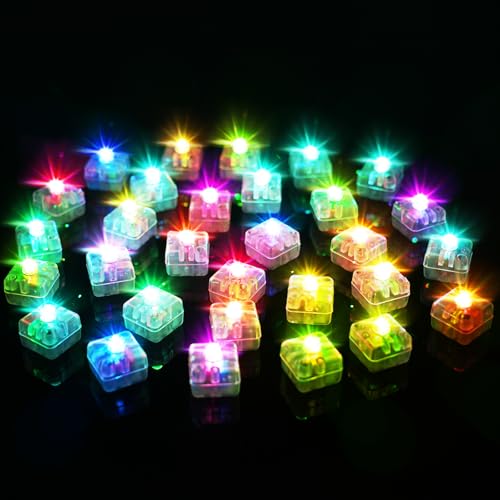 AUAUY Mini Luces Lámpara Cuadrada LED, 30PCS Vistoso Luces LED Pequeñas, Intermitentes Impermeables Mini Lampara para Decoración del Hogar, Navidad, Halloween, Bodas, Cumpleaños Fiestas y Graduación