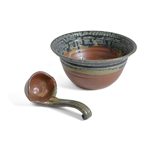 Holman Pottery Salsa Bowl with Ladle, Desert Glaze