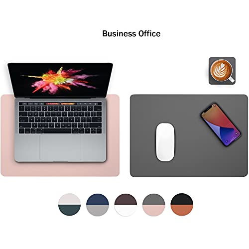 Myir JUN Tovagliette lavabili e sottovasi, in pelle, lavabili, double face, reversibili, antiscivolo, effetto pelle (grigio rosa, set di 4) - immagine 6