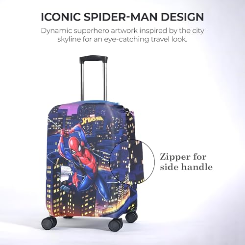 Image of Heart Home 18-22 Inch Polyester Small Size Suitcase Cover | Dustproof and Machine Washable Luggage /Trolley Bag Cover Protector | Spider Man Print - Multicolor