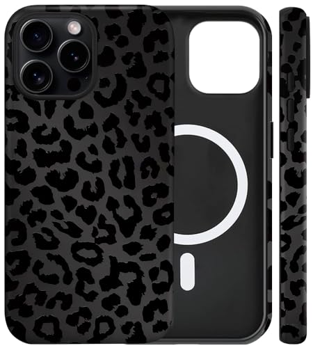 Coque iPhone 14 Pro Max antichoc fine léopard noir rigide
