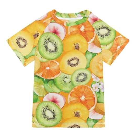 Mignon Kiwi Fruit Orange Maillot de bain pour enfants Protection UV Maillots de bain Plage Tops 3T, Kawaii Kiwi Fruit Orange, 4 ans