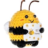 MLZTINGR Handgehäkelte Glücksbiene – Süßes Pocket Hug Motiv – Positives Geschenk für Familie, Freunde & Büro – 1 Stück