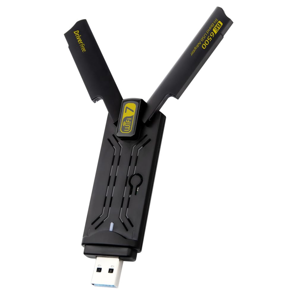 Chiavetta Wifi 7 BE6500 per PC Fisso 6500Mbps, ElecMoga Adattatore WiFi USB 2.4/5/6GHz Adattatore Wireless USB 3.0 2x5dBi Antenne WiFi Dongle WiFi per Windows 11/10/7/XP/Mac OS X