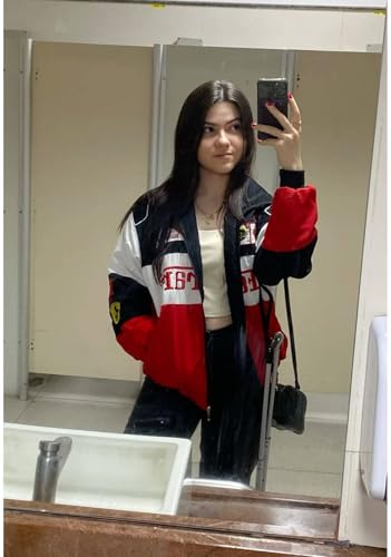 Image of ZYROX Red& White F1 Speed Printed Jacket | Motorsport & Streetwear Fusion | Racing Jacket with Patches, Full Zip Hooded Motorsport Style Outerwear RED