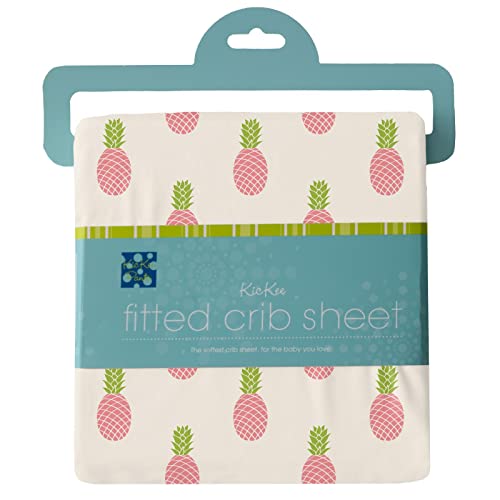 Image of KicKee Pants Print Fitted Baby Crib Sheet, Lovable Solid Colors for Crib Mattress, Crafted from Viscose from Bamboo for Ultra Soft Baby Bedding (Strawberry Pineapples - One Size)
