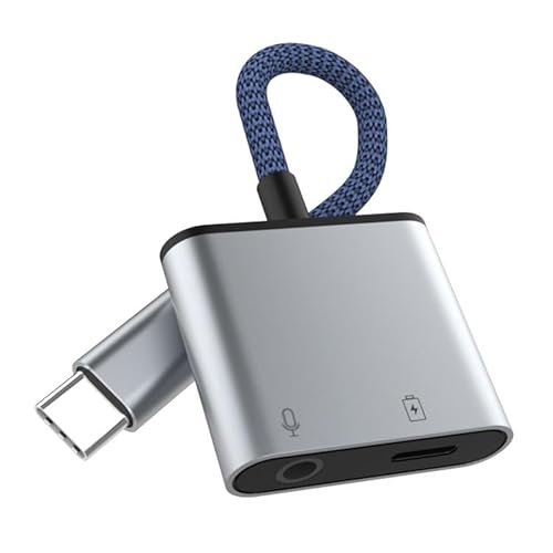 2 in 1 USB C to 3.5mm Headphone Jack Adapter with Fast Charging Compatible for Pixel 3 3XL 2 2XL, Essential Phone,Sony XZ2, Hi-Resolution and Noise Reduction Type C Adapter with DAC